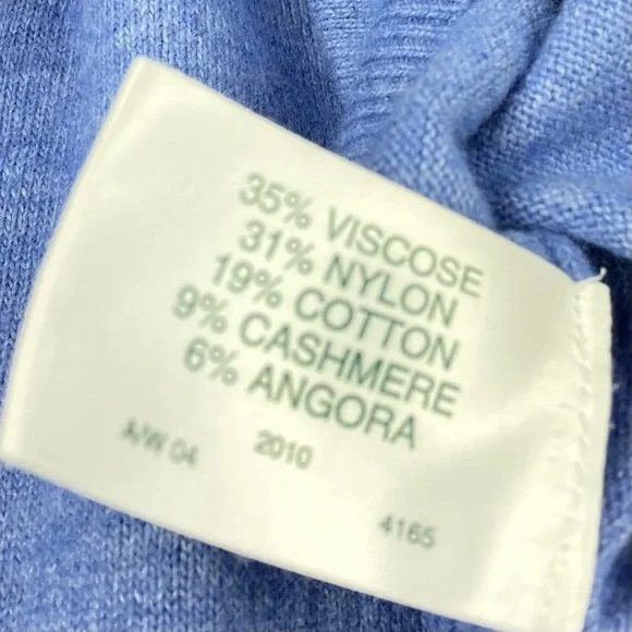 Womens Cashmere Angora Blend Jumper Roll Neck Wool Sweater Blue M Soft Fine Knit - Picture 7 of 8